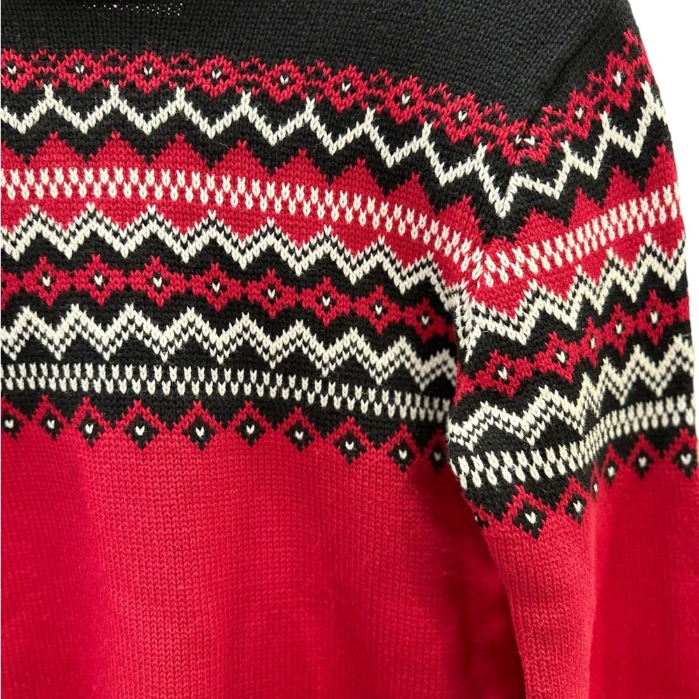 Eddie Bauer Vintage Women’s Fair Isle Nordic Sweater Knit Pullover Red B… - Picture 4 of 10